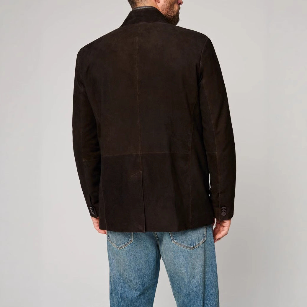 Men's suede jacket in classic cut with stand-up collar and practical pockets Skorter