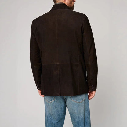 Men's suede jacket in classic cut with stand-up collar and practical pockets Skorter