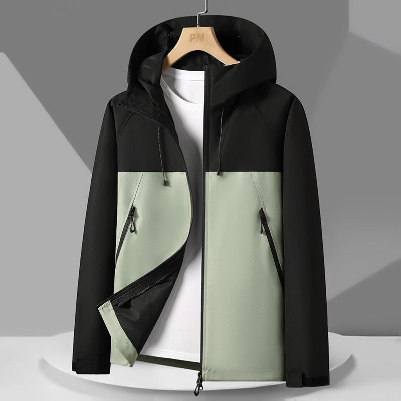 Andningsbar väderjacka med justerbar huva för män, skorter