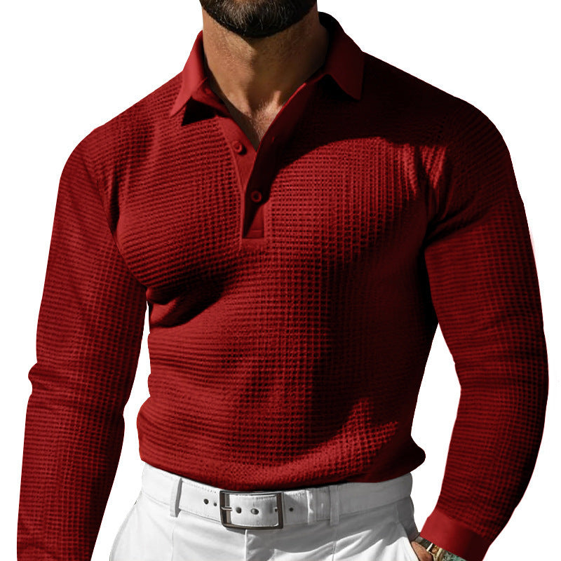 Men's stylish long sleeve shirt with textured design and modern button placket Skorter