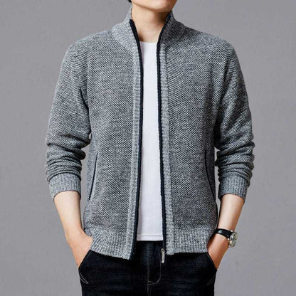 Men's Cardigan with High Collar and Luxurious Lining Skorter