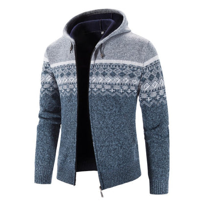 Men's cardigan with modern Norwegian pattern and high collar Skorter