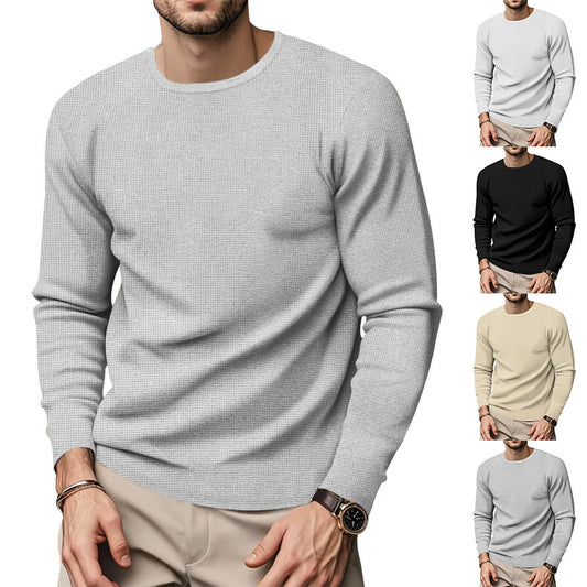 Men's round neck pullover with textured design and fashionable cut Skorter