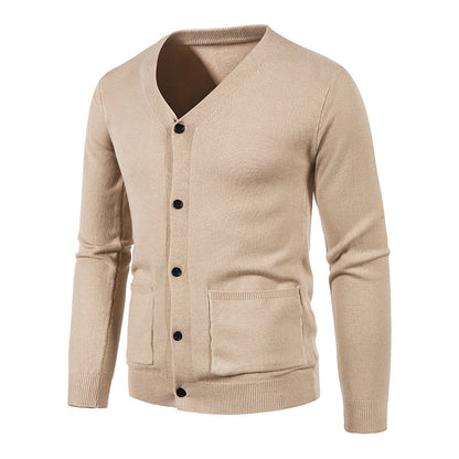 Men's stylish cardigan with V-neck and practical pockets Skorter