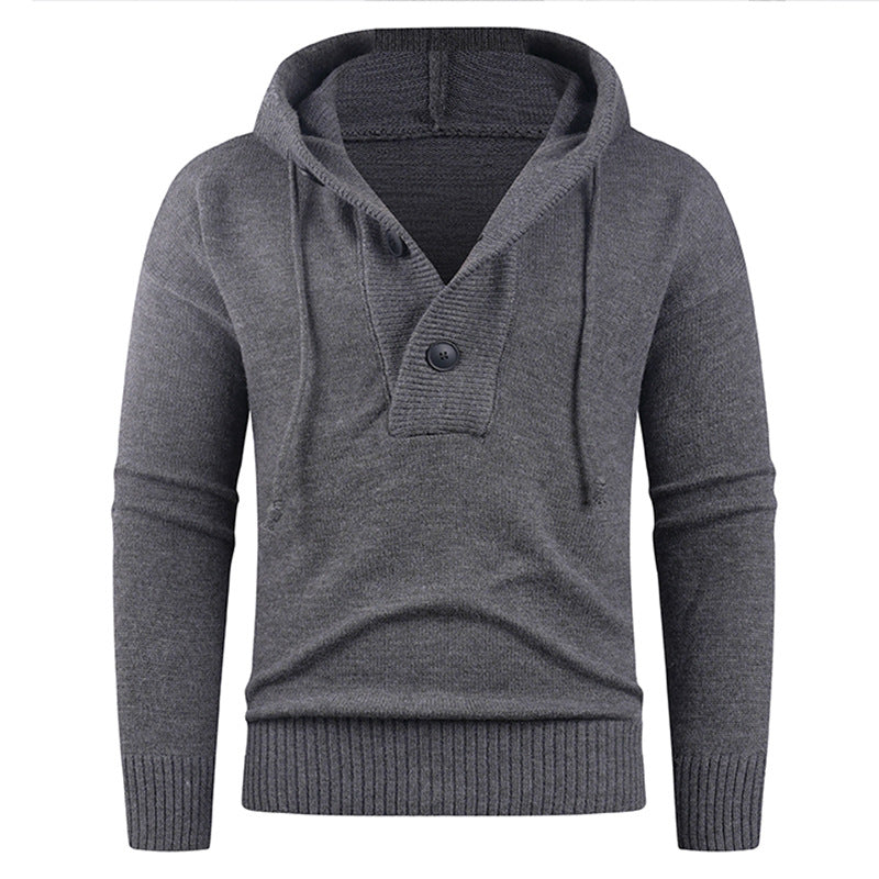 Men's stylish hooded sweatshirt with button detail Skorter