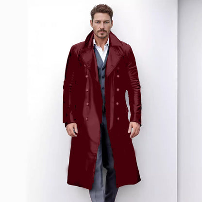 Men Elegant and Timeless Trench Coat with Double Button Placket Skorter
