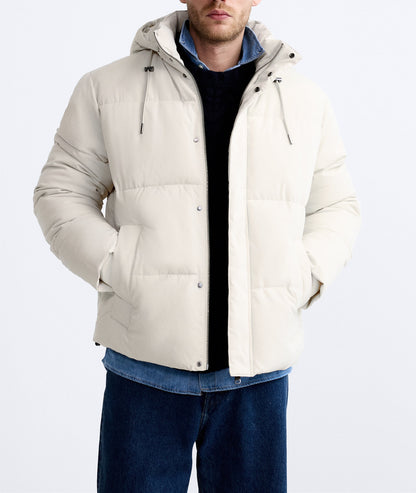 Men's quilted winter jacket with removable hood and insulating lining Skorter