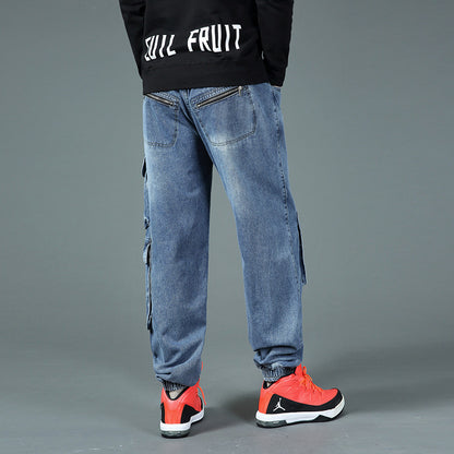 Herr cargojeans med multifunktionella fickor Skorter