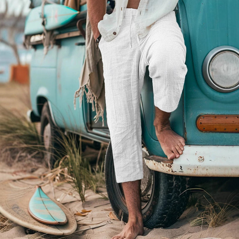 Men's Chino Pants with Casual Cut and Elastic Waistband Skorter