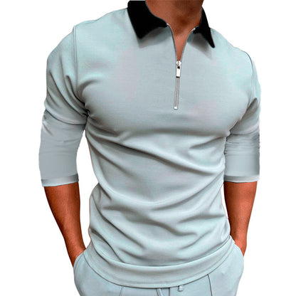 Men's sporty sweater with 1/4 zipper and contrasting collar Skorter