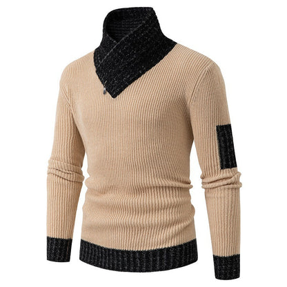 Men's sweater with modern asymmetric collar and textured design Skorter