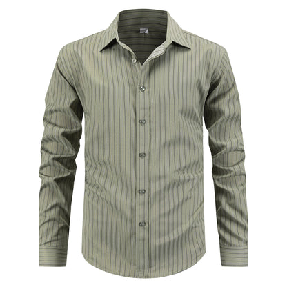 Men's stylish long-sleeved shirt with fine striped pattern and comfortable fit Skorter
