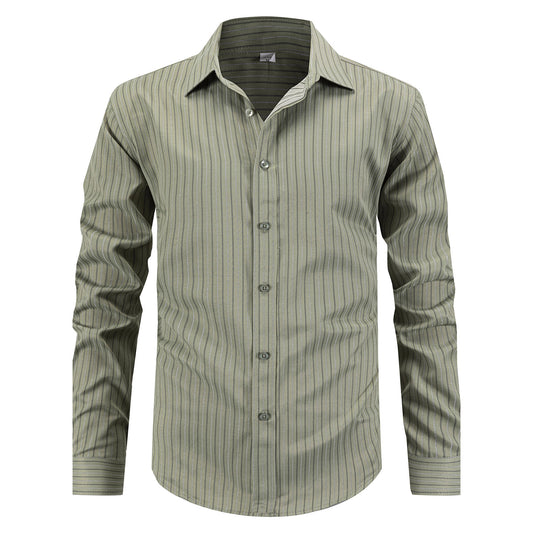Men's stylish long-sleeved shirt with fine striped pattern and comfortable fit Skorter
