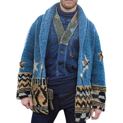 Men's cardigan with detailed handcrafted work Skorter
