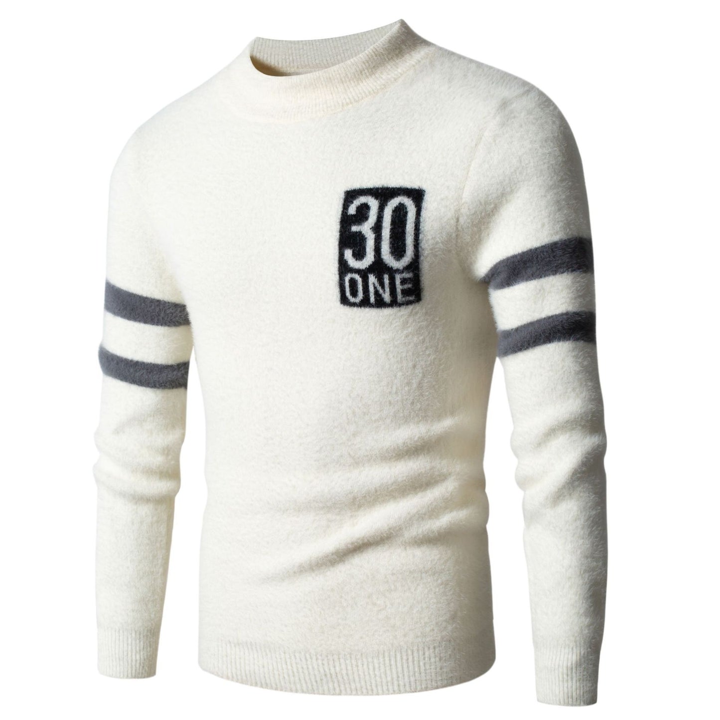 Men's sporty wool sweater with textured logo Skorter