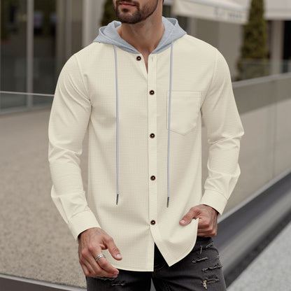 Men's stylish hoodie shirt with button placket and practical chest pocket Skorter