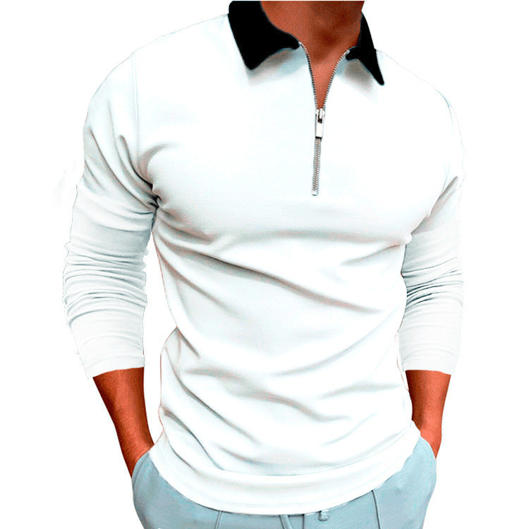 Men's sporty sweater with 1/4 zipper and contrasting collar Skorter