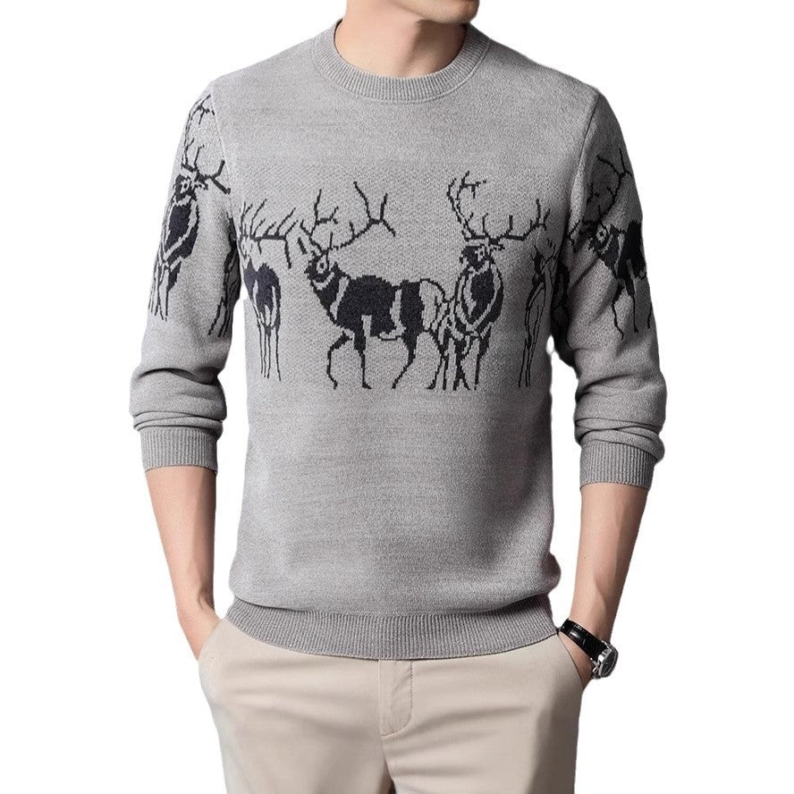 Men's knitted sweater with detailed reindeer motif Skorter