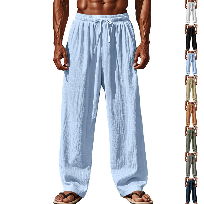 Men's airy beach pants with elastic waistband and practical side pockets Skorter