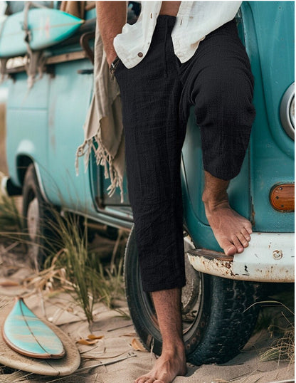 Men's Chino Pants with Casual Cut and Elastic Waistband Skorter