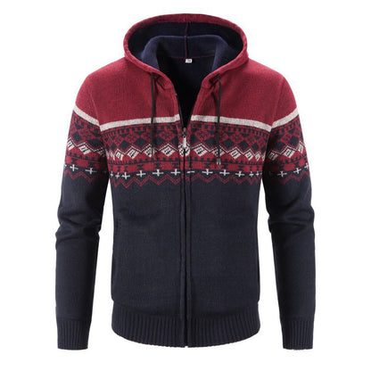 Herrkofta med huva och eleganta mönster Skorter