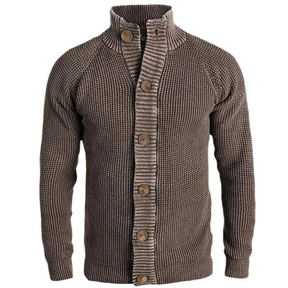 Men's cardigan with modern waffle pattern and comfortable stand-up collar Skorter