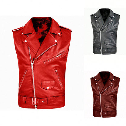 Men's stylish sleeveless biker jacket made of high-quality leather Skorter