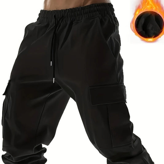 Herr cargobyxor med elastisk midja och mångsidiga fickor Skorter