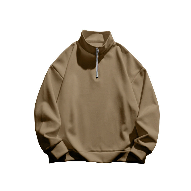 Men's stylish fleece pullover with high stand-up collar and zipper Skorter