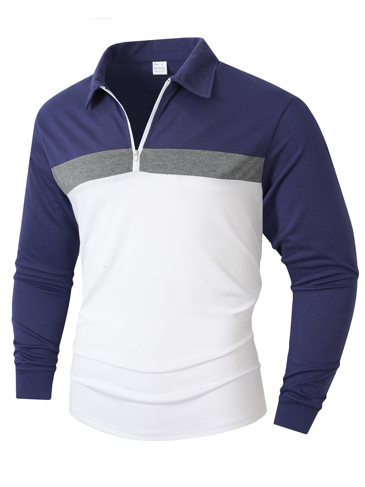 Men's Sporty Long Sleeve Shirt with Zipper Skorter