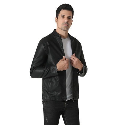 Men's stylish faux leather jacket with elastic collar Skorter