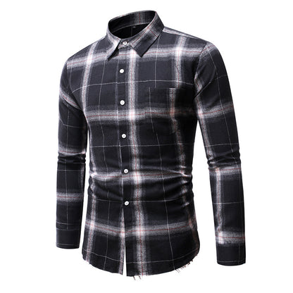 Men's Stylish Checkered Long Sleeve Shirt made of Soft Cotton Skorter
