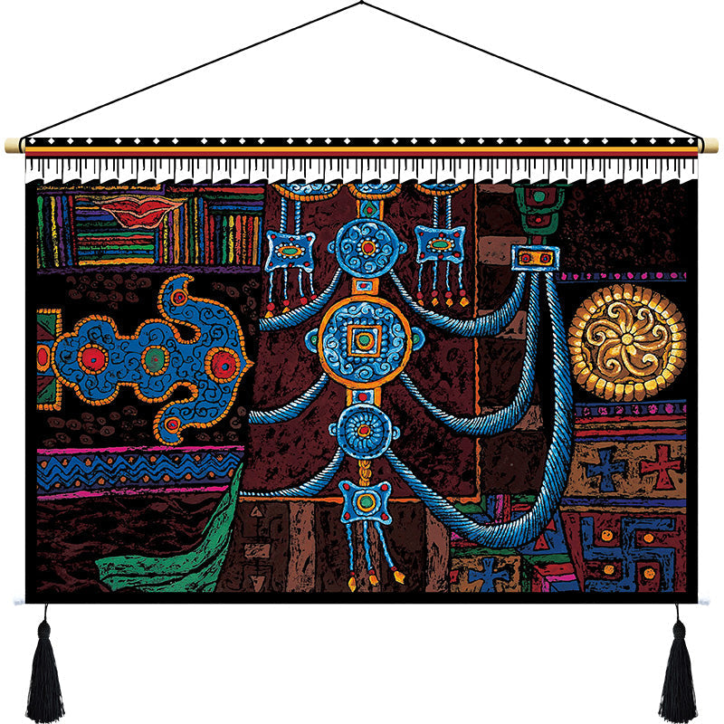 Skorter | Custom Tibetan fabric woven Tibet hanging cloth homestay decoration hotel restaurant living room bedroom headboard fabric painting weave