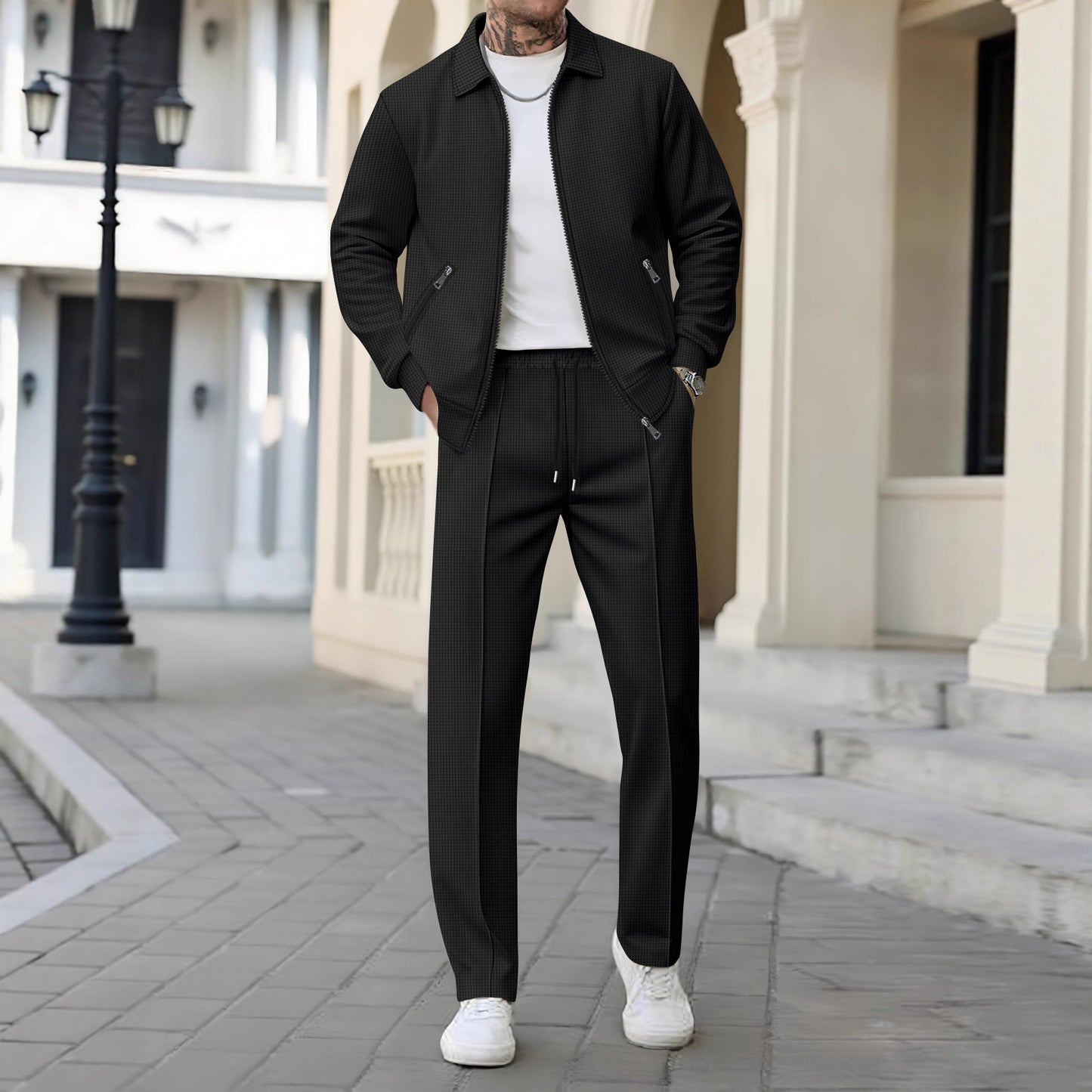 Men's Stylish Casual Pants and Jacket Set Skorter