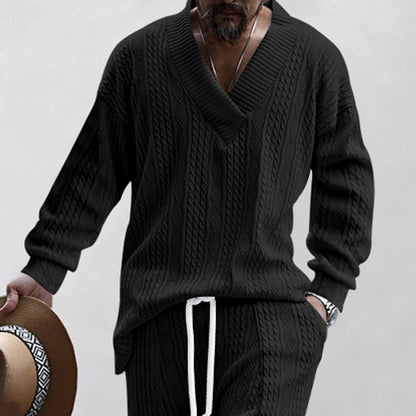 Men's chunky knit sweater with V-neck and modern cut Skorter