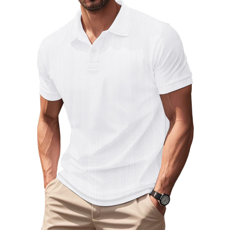 Men's stylish short-sleeve polo shirt with textured surface Skorter