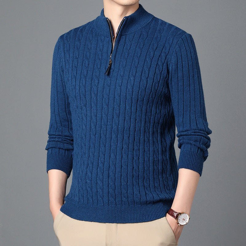 Men's High-Quality Knit Sweater with Modern Zipper and Detailed Texture Skorter