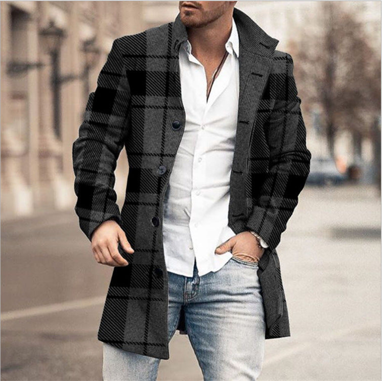 Men's wool coat in modern check design with tailored fit Skorter
