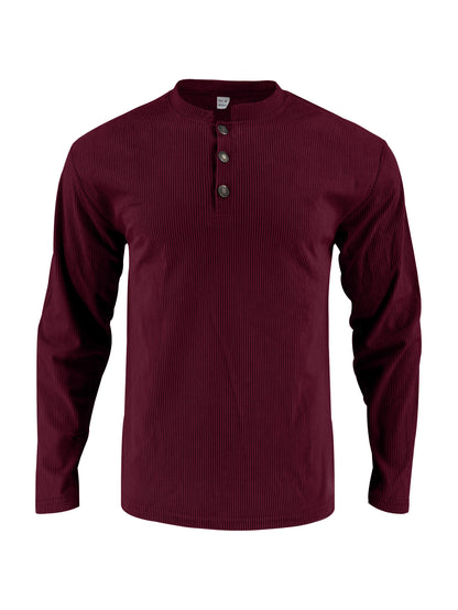 Men's long sleeve shirt with comfortable button placket and textured design Skorter