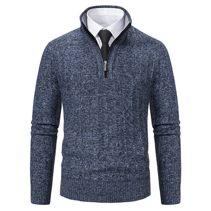 Men's stylish knitted sweater with zipper and high collar Skorter
