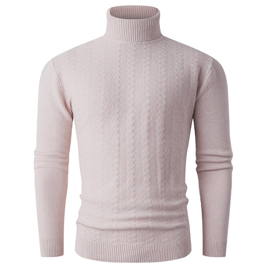 Men's turtleneck sweater with textured pattern and high collar Skorter