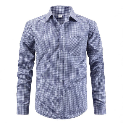 Men's stylish checkered shirt with chest pocket and elegant fit Skorter