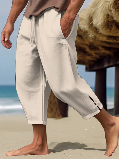 Luftiga strandbyxor för män med justerbar dragsko och sidofickor Skorter