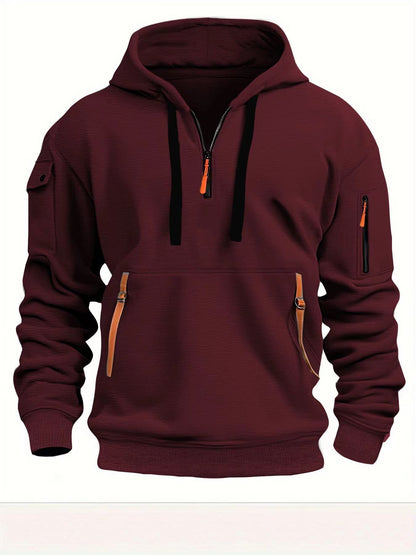 Men's Practical Hoodie with Side Zipper and Versatile Pockets Skorter