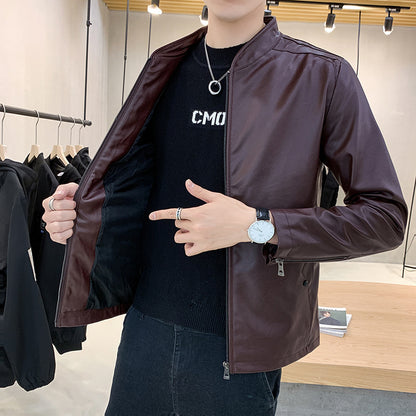 Herrjacka i konstläder med minimalistisk design och praktiska fickor Skorter