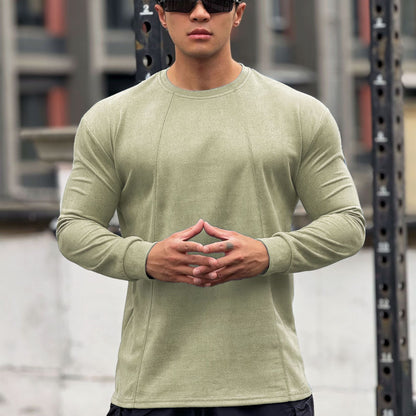 Men's Long Sleeve Sports Shirt with Seamless Processing and Fitted Cut Skorter