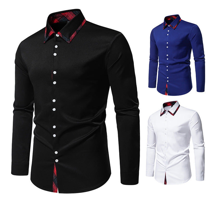 Men's long sleeve shirt with modern check pattern and elegant button placket Skorter