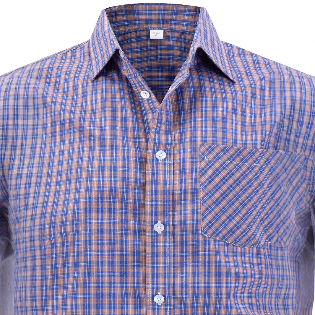 Men's stylish plaid long-sleeve shirt with chest pocket Skorter