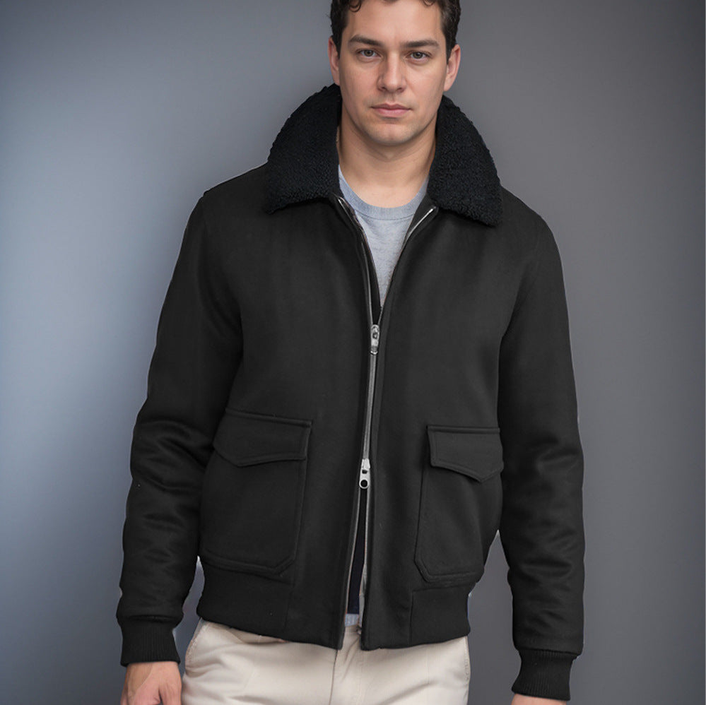 Men's warm fleece jacket with stand-up collar and practical pockets Skorter