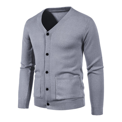 Men's stylish cardigan with V-neck and practical pockets Skorter
